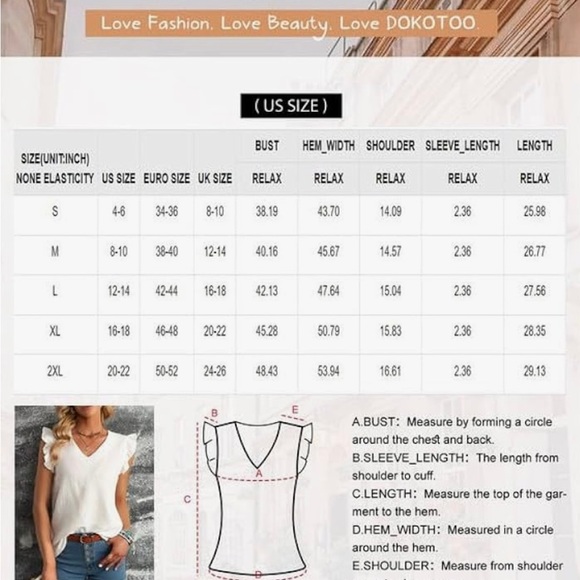 Ladies white size M Dokotoo light weight ruffle top. - Picture 6 of 13